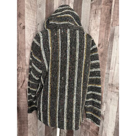Mexican Baja Hoodie Gray Black Drug Rug Pocket Men’s size Medium - Picture 2 of 9